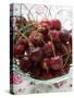 Cherries with Drops of Water in Wire Basket-Foodcollection-Stretched Canvas