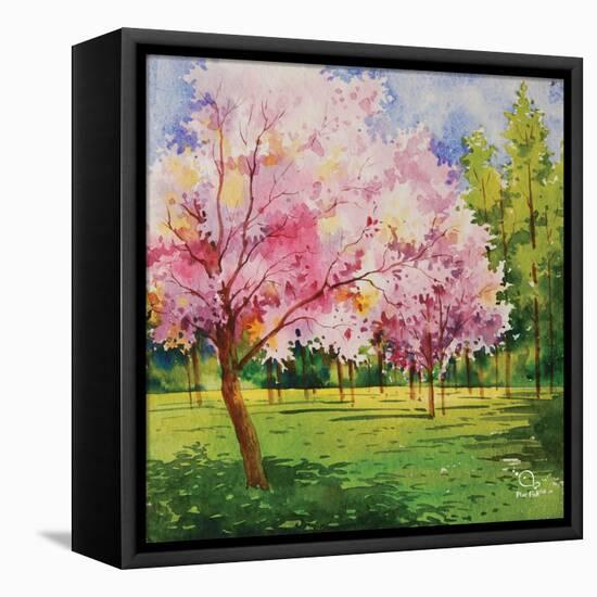 Cherry Blooms I-Blue Fish-Framed Stretched Canvas
