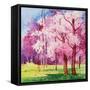 Cherry Blooms II-Blue Fish-Framed Stretched Canvas