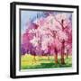 Cherry Blooms II-Blue Fish-Framed Art Print