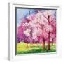 Cherry Blooms II-Blue Fish-Framed Art Print