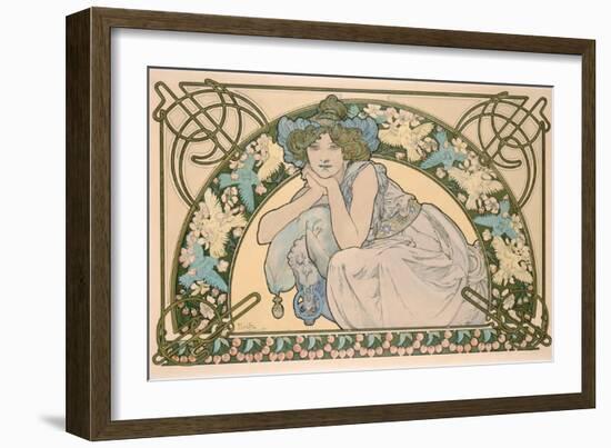 Cherry Blossom, 1898-Alphonse Mucha-Framed Giclee Print