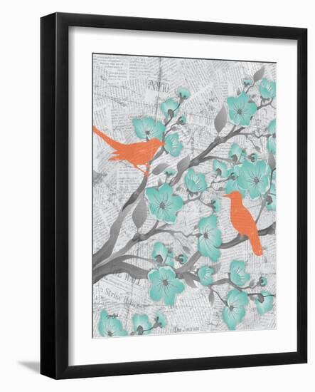 Cherry Blossom Birds 5-Diane Stimson-Framed Art Print