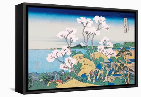 Cherry Blossom Festival-Katsushika Hokusai-Framed Stretched Canvas