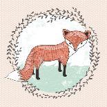 Cute Seamless Pattern with Little Foxes.-cherry blossom girl-Art Print