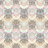 Abstract Geometric Seamless Aztec Pattern. Colorful Ikat Style Pattern-cherry blossom girl-Art Print