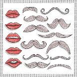 Retro Lips And Mustaches Elements Set-cherry blossom girl-Art Print