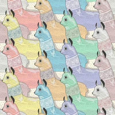Seamless Pattern with Cute Lamas or Alpacas for Children or Kids