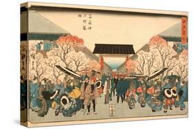 Cherry Blossom Time in Nakanoch? of the Yoshiwara from the series Famous Places of Edo, c.1848-9-Ando or Utagawa Hiroshige-Stretched Canvas