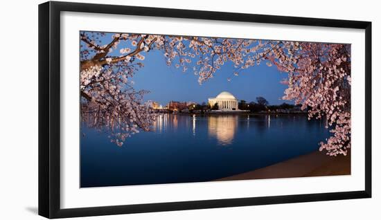 Cherry Blossom Tree with a Memorial in the Background, Jefferson Memorial, Washington Dc, USA-null-Framed Premium Photographic Print