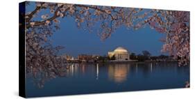 Cherry Blossom Tree with a Memorial in the Background, Jefferson Memorial, Washington Dc, USA-null-Stretched Canvas