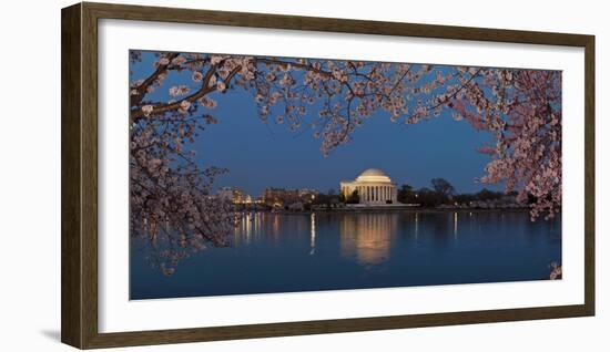 Cherry Blossom Tree with a Memorial in the Background, Jefferson Memorial, Washington Dc, USA-null-Framed Photographic Print