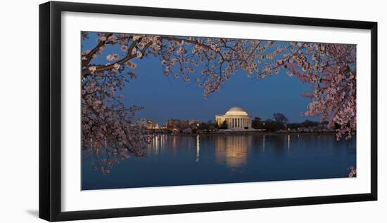 Cherry Blossom Tree with a Memorial in the Background, Jefferson Memorial, Washington Dc, USA-null-Framed Photographic Print