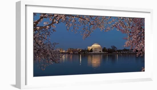 Cherry Blossom Tree with a Memorial in the Background, Jefferson Memorial, Washington Dc, USA-null-Framed Photographic Print