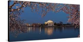 Cherry Blossom Tree with a Memorial in the Background, Jefferson Memorial, Washington Dc, USA-null-Stretched Canvas