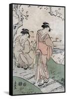 Cherry Blossom Viewing, Japanese Wood-Cut Print-Lantern Press-Framed Stretched Canvas