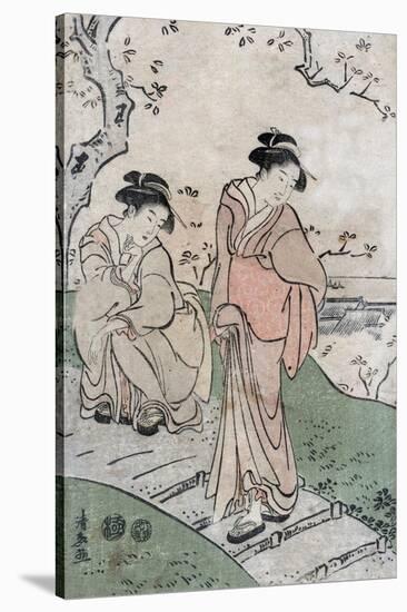 Cherry Blossom Viewing, Japanese Wood-Cut Print-Lantern Press-Stretched Canvas