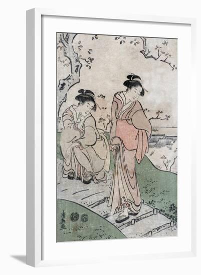 Cherry Blossom Viewing, Japanese Wood-Cut Print-Lantern Press-Framed Art Print