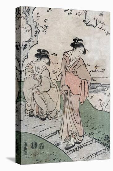 Cherry Blossom Viewing, Japanese Wood-Cut Print-Lantern Press-Stretched Canvas