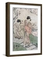 Cherry Blossom Viewing, Japanese Wood-Cut Print-Lantern Press-Framed Art Print