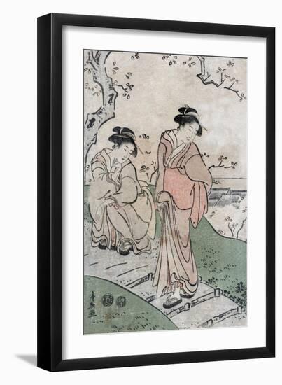 Cherry Blossom Viewing, Japanese Wood-Cut Print-Lantern Press-Framed Art Print