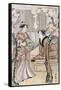 Cherry Blossom Viewing Month, Japanese Wood-Cut Print-Lantern Press-Framed Stretched Canvas