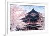 Cherry Blossom with Traditional Chinese Roof in Qing Long Temple,Xi An,China-kenny001-Framed Photographic Print