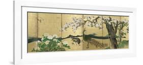 Cherry Blossoms and Peacocks-Kano Sansetsu-Framed Art Print
