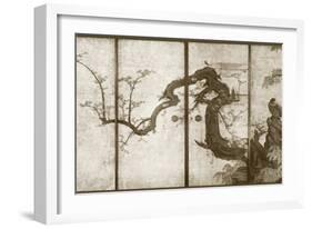 Cherry Blossoms and Pheasant-null-Framed Art Print