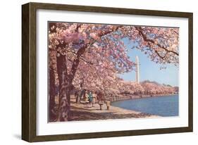 Cherry Blossoms and Washington Monument, Washington, D.C.-null-Framed Art Print