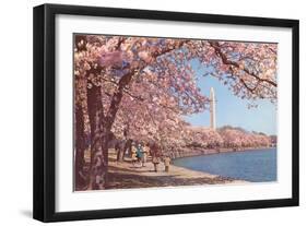 Cherry Blossoms and Washington Monument, Washington, D.C.-null-Framed Art Print