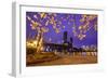 Cherry Blossoms and Water Front Park, Steel Ridge, Willamette River, Portland Oregon.-Craig Tuttle-Framed Photographic Print