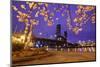 Cherry Blossoms and Water Front Park, Steel Ridge, Willamette River, Portland Oregon.-Craig Tuttle-Mounted Photographic Print