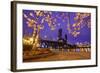 Cherry Blossoms and Water Front Park, Steel Ridge, Willamette River, Portland Oregon.-Craig Tuttle-Framed Photographic Print