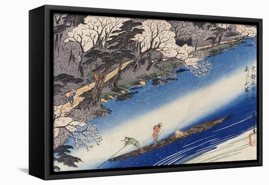 Cherry Blossoms at Arashiyama-Ando Hiroshige-Framed Stretched Canvas