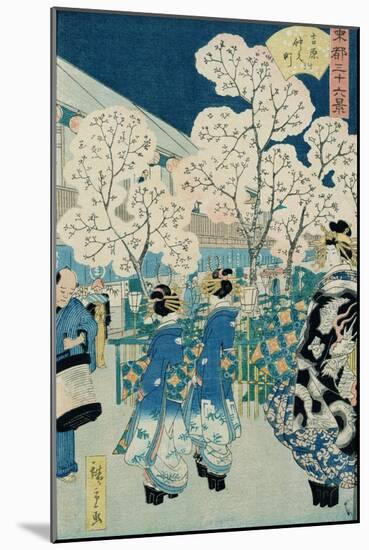 Cherry Blossoms at Asakura-Ando Hiroshige-Mounted Giclee Print
