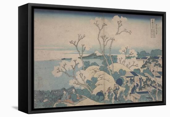 Cherry Blossoms at Gotenyama, C.1829-33 (Colour Woodblock Print)-Katsushika Hokusai-Framed Stretched Canvas