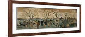 Cherry Blossoms in Full Bloom Along Sumida River (Bokusui Tsutsumi Hanazakari No Z)-Utagawa Hiroshige-Framed Giclee Print