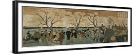 Cherry Blossoms in Full Bloom Along Sumida River (Bokusui Tsutsumi Hanazakari No Z)-Utagawa Hiroshige-Framed Giclee Print