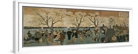 Cherry Blossoms in Full Bloom Along Sumida River (Bokusui Tsutsumi Hanazakari No Z)-Utagawa Hiroshige-Framed Giclee Print