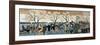 Cherry Blossoms in Full Bloom along Sumida River, Japanese Wood-Cut Print-Lantern Press-Framed Art Print