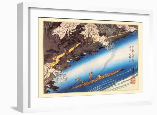 Cherry Blossoms in Full Bloom-Ando Hiroshige-Framed Art Print