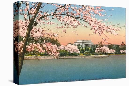 Cherry Blossoms, Lincoln Memorial, Washington D.C.-null-Stretched Canvas