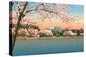 Cherry Blossoms, Lincoln Memorial, Washington D.C.-null-Stretched Canvas