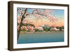 Cherry Blossoms, Lincoln Memorial, Washington D.C.-null-Framed Art Print