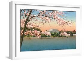 Cherry Blossoms, Lincoln Memorial, Washington D.C.-null-Framed Art Print