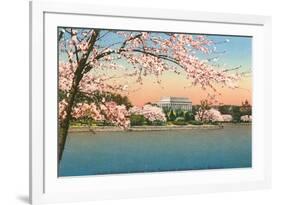 Cherry Blossoms, Lincoln Memorial, Washington D.C.-null-Framed Premium Giclee Print