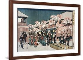 Cherry Blossoms of Yoshiwara, Japanese Wood-Cut Print-Lantern Press-Framed Art Print