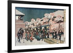 Cherry Blossoms of Yoshiwara, Japanese Wood-Cut Print-Lantern Press-Framed Art Print