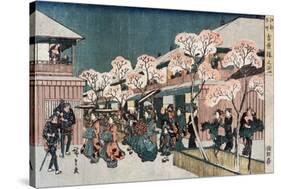 Cherry Blossoms of Yoshiwara, Japanese Wood-Cut Print-Lantern Press-Stretched Canvas